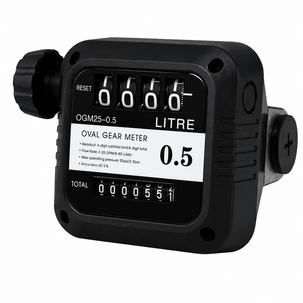OGM25-0.5 - 4-х разрядный шестеренчатый механический счетчик Petropump PP810009, 1" BSP, 5-80 л/мин