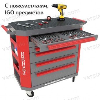 Тележка инструментальная с инструментом Гефест-ТИ-6-НИ160 (RAL 7012/3002)