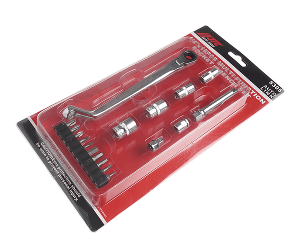 Набор головок торцевых и бит JTC-5305 (1/4", 7-12 мм, SL, PH, TORX, 18 предметов в кейсе)