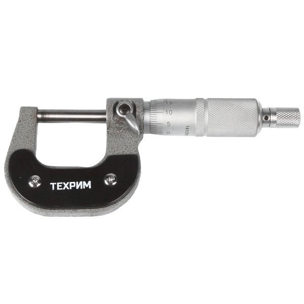 ТЕХРИМ T050005 Микрометр МК-25, 25 мм - 0.01 КЛ.1, ГОСТ6507-90