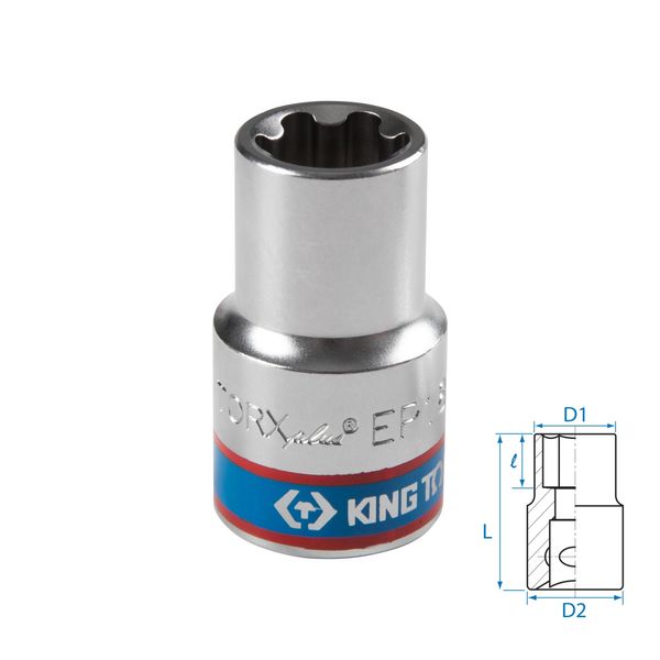 Головка торцевая TORX Plus 1/2", EP18, L = 45 мм KING TONY 433E18M
