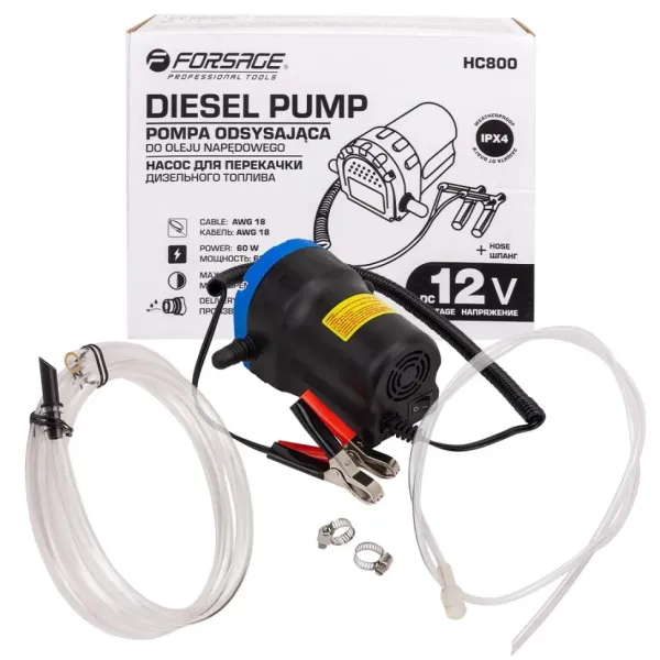 Насос для перекачки дизельного топлива(12V, 60W, 70dB, max t работы-30мин, 0.2-1.5 л/мин)