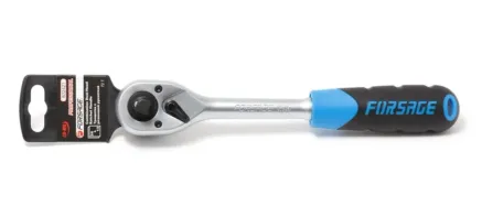 Трещотка реверсивная двухсторонняя с резиновой ручкой 1/2''-3/8''(L-250мм,72зуб.)
