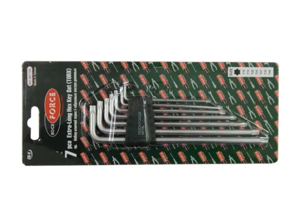 Набор ключей TORX Г-образных экстра длинных 7пр.(Т10,Т15,Т20,Т25,Т27,Т30,Т40) в пластиковом держателе