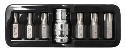 Набор бит TORX с битодержателем,7пр.1/2''(L:30мм,Т25,Т30,Т40,Т45,Т50,Т55), в ложементе