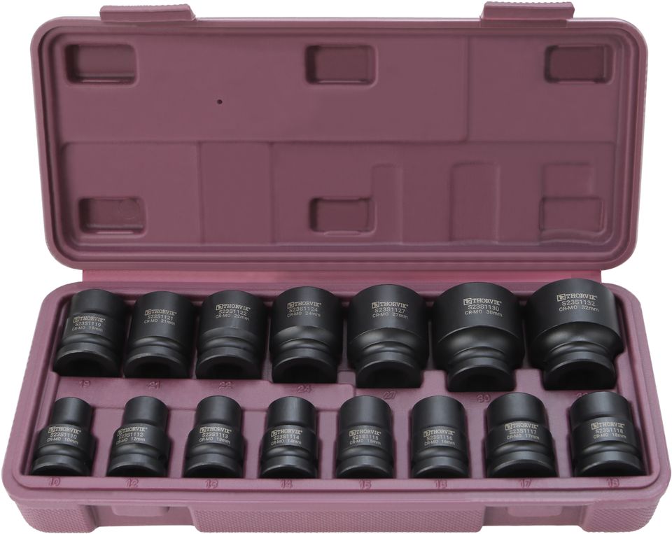 Набор головок торцевых ударных Thorvik S23S1115S (1/2"DR, 10-32 мм, 15 предметов)