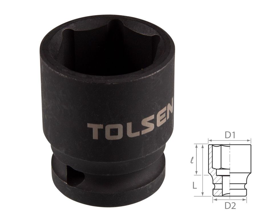Головка торцевая ударная шестигранная 1/2" 22 мм TOLSEN TT18222