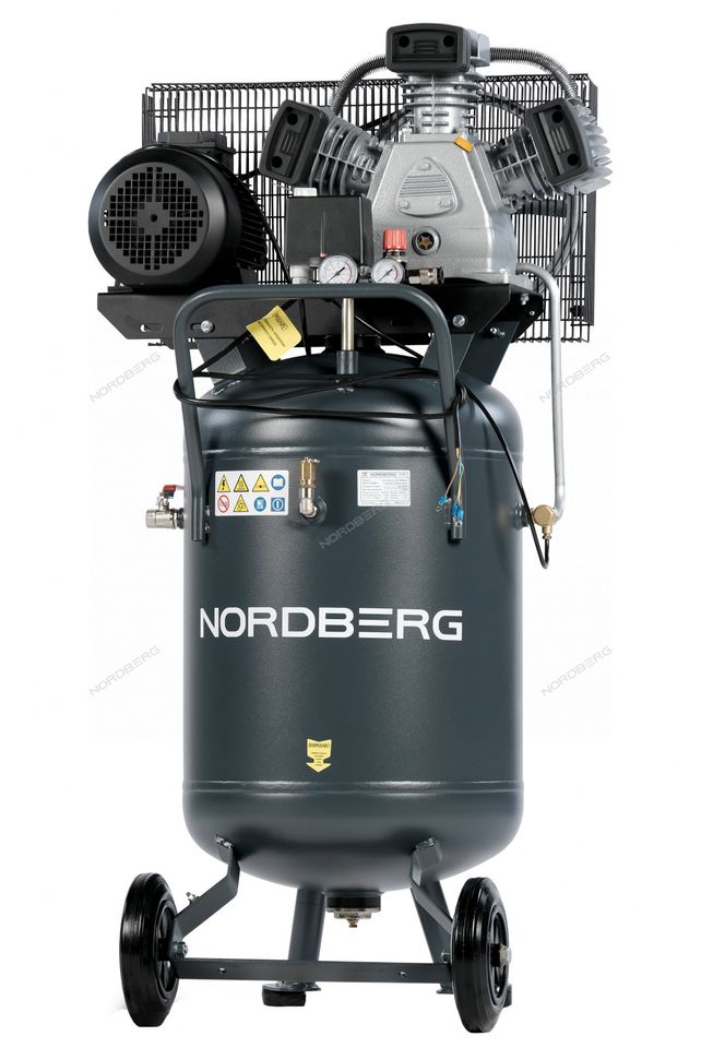 Компрессор вертикальный поршневой с ременной передачей NORDBERG NCPV100/580 (380В, ресив. 100л, 580л/мин)