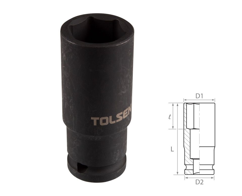 Головка торцевая ударная глубокая шестигранная 1/2" 23 мм TOLSEN TT18273