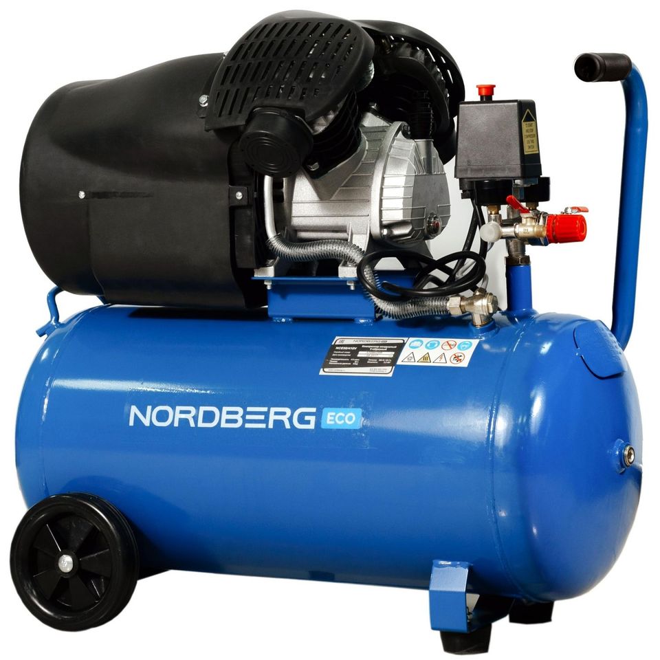 NORDBERG Компрессор NCE50/410V поршневой V-образный 220В, ресивер 50л, 410л/мин ECO
