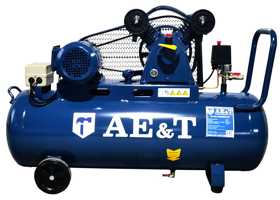 Компрессор поршневой AE&T TK-100-3, ресивер 100л, производительность 290л/мин, 380В