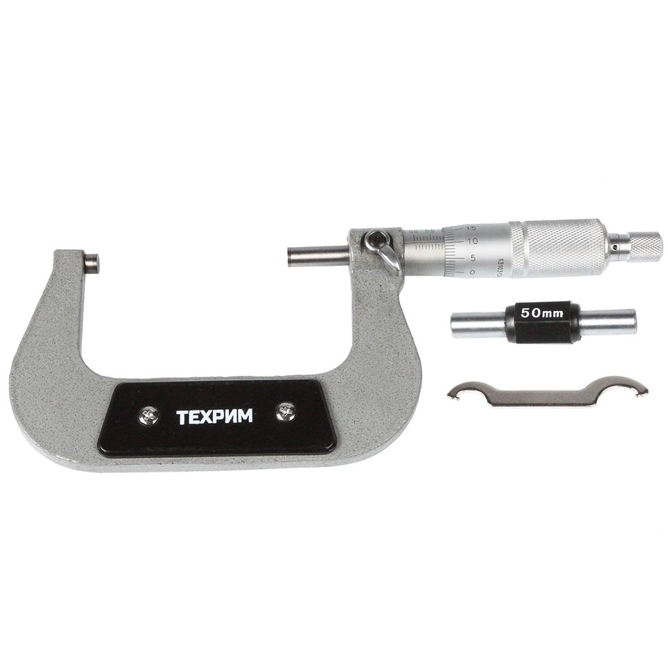 ТЕХРИМ T050007 Микрометр МК-75, 75 мм - 0.01 КЛ.1, ГОСТ 6507-90