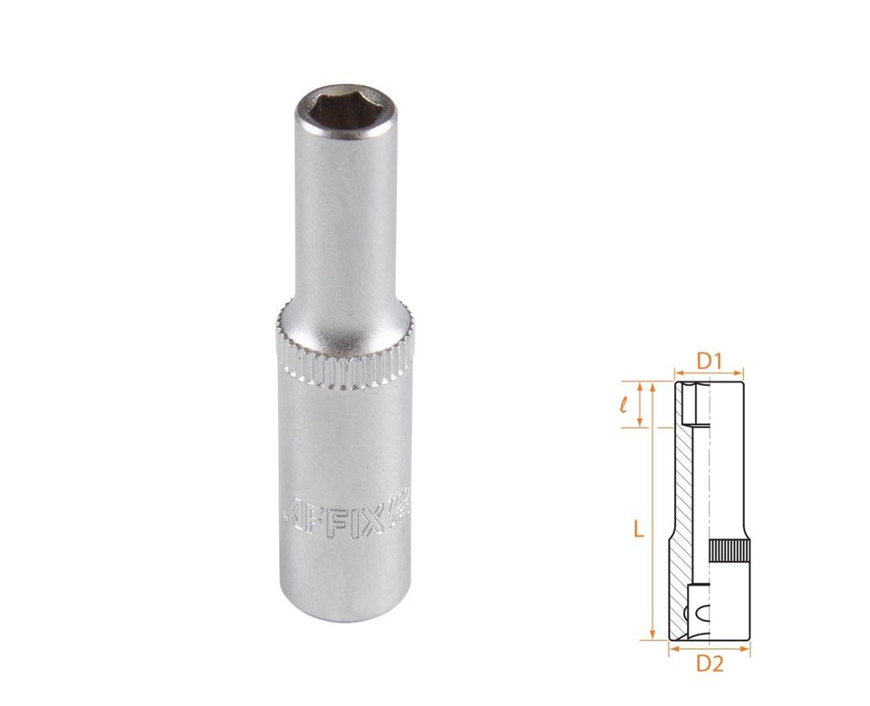 Головка торцевая глубокая шестигранная 1/4" 5,5 мм AFFIX AF00120055