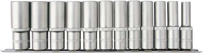 Набор головок торцевых глубоких 12-гранных Thorvik S13S2212SM (1/2"DR на держателе, 10-24 мм, 12 предметов)