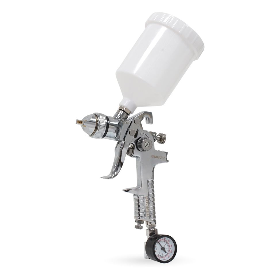 Краскопульт BOOMER BM827 KIT HVLP с верхним пластиковым бачком, сопло 1.4/1.7 мм
