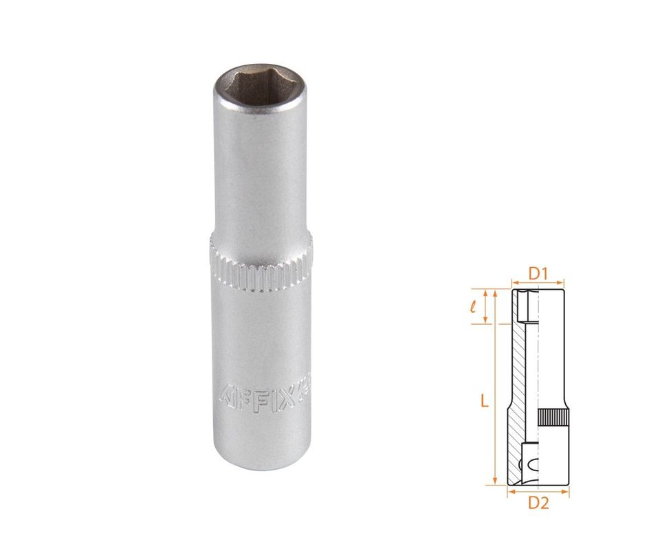 Головка торцевая глубокая шестигранная 1/4" 7 мм AFFIX AF00120007