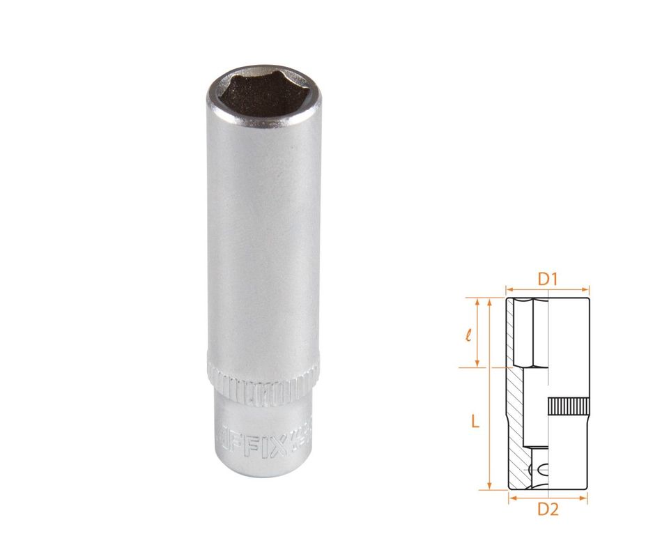 Головка торцевая глубокая шестигранная 1/4" 9 мм AFFIX AF00120009