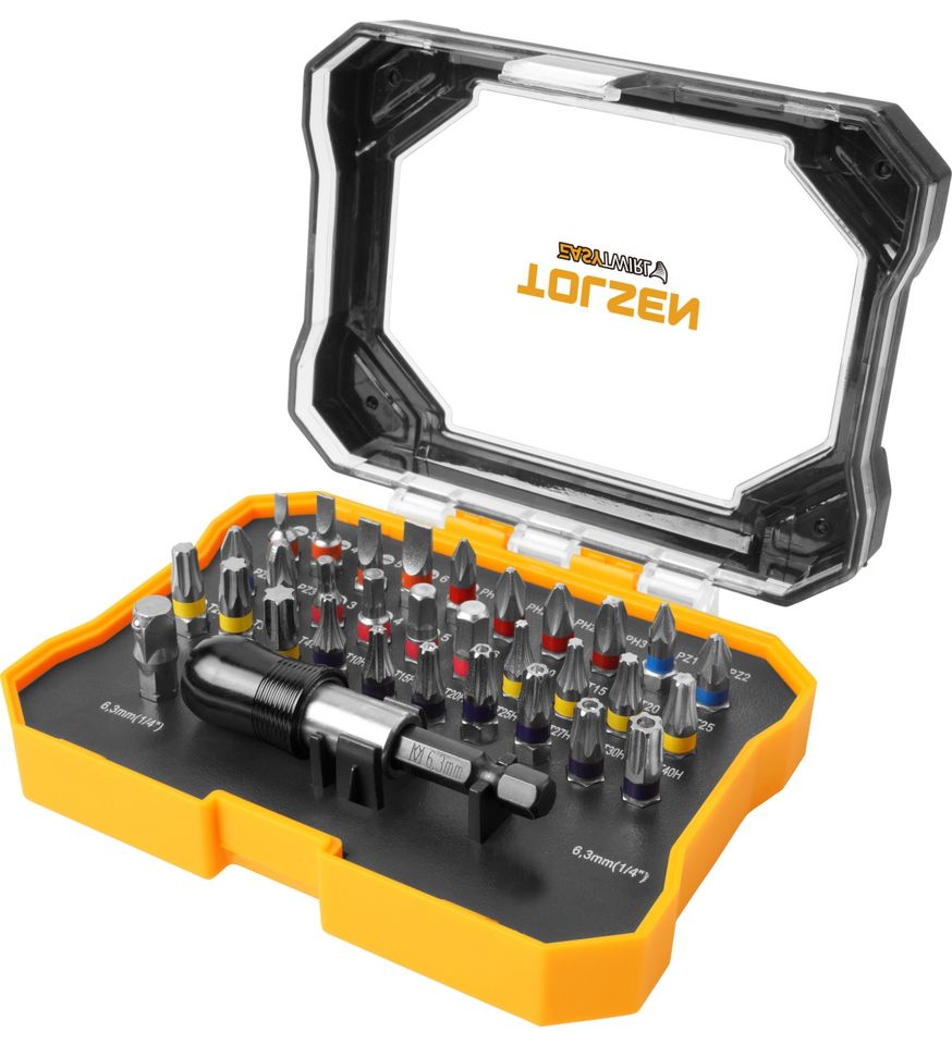 Набор вставок (бит) 1/4" PH, PZ, Hex, Torx, Slotted, TorxTR, Square 32 предмета TOLSEN TT20377