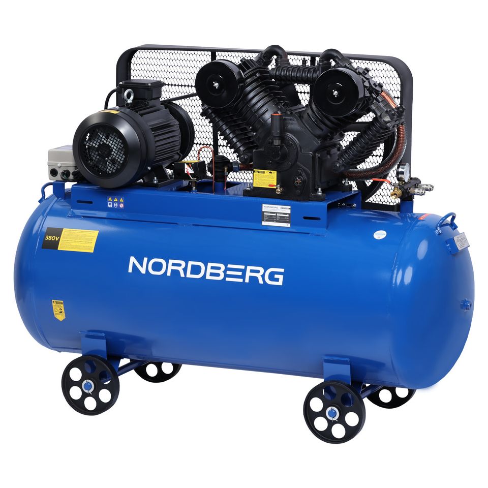 Компрессор поршневой NORDBERG NCT370/1400 с ременной передачей 380 В, ресивер 370 л, 1400 л/мин