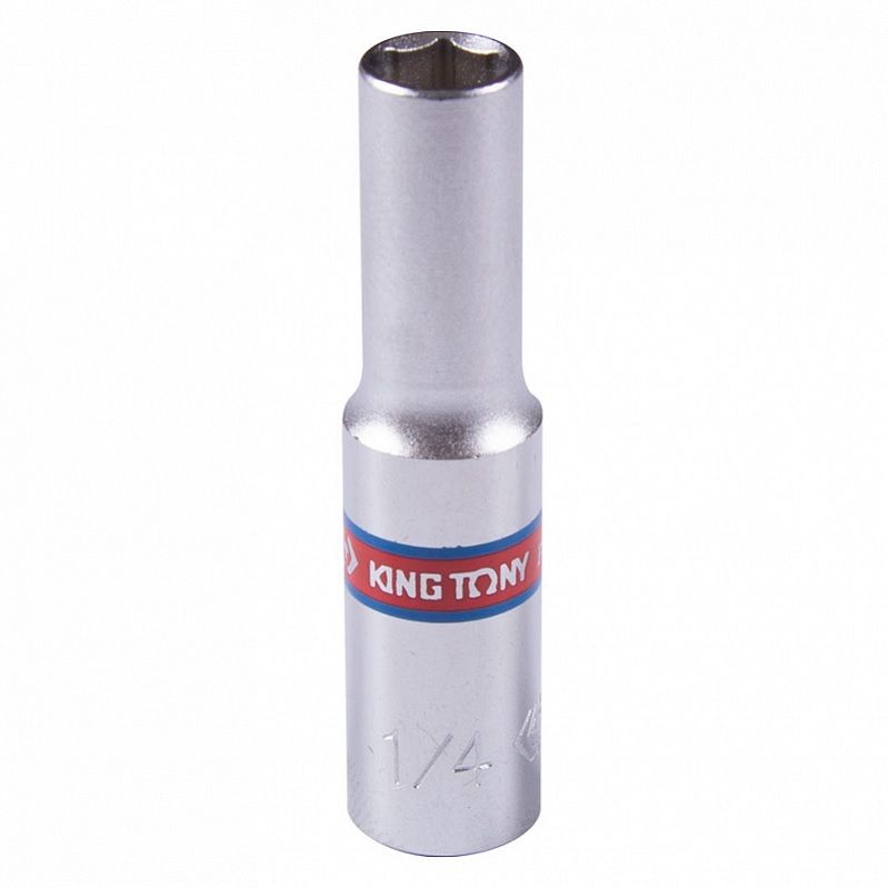 Головка торцевая глубокая шестигранная KING TONY 223508S, 1/4", 1/4", дюймовая