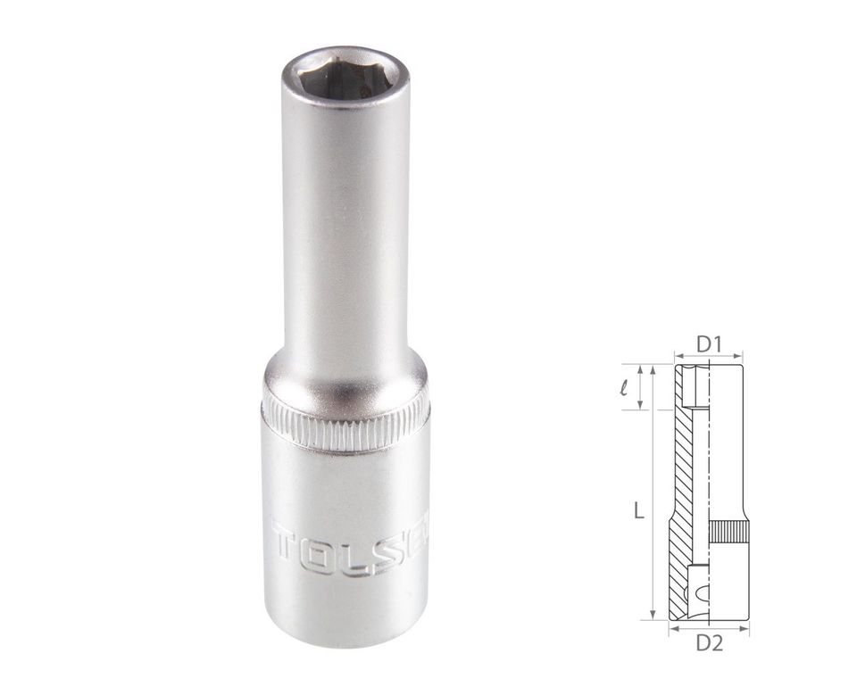 Головка торцевая глубокая шестигранная 1/2" 10 мм TOLSEN TT16560