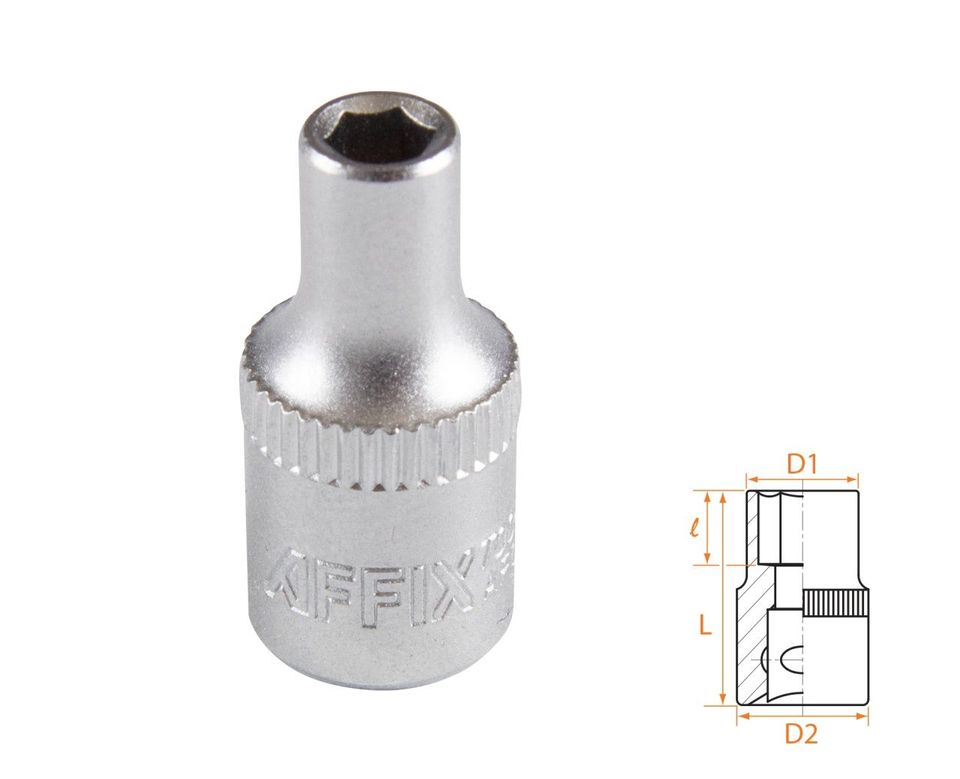 Головка торцевая стандартная шестигранная 1/4" 4 мм AFFIX AF00020004
