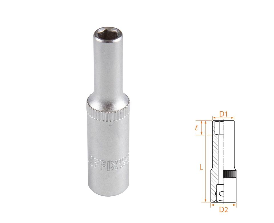 Головка торцевая глубокая шестигранная 1/4" 5 мм AFFIX AF00120005