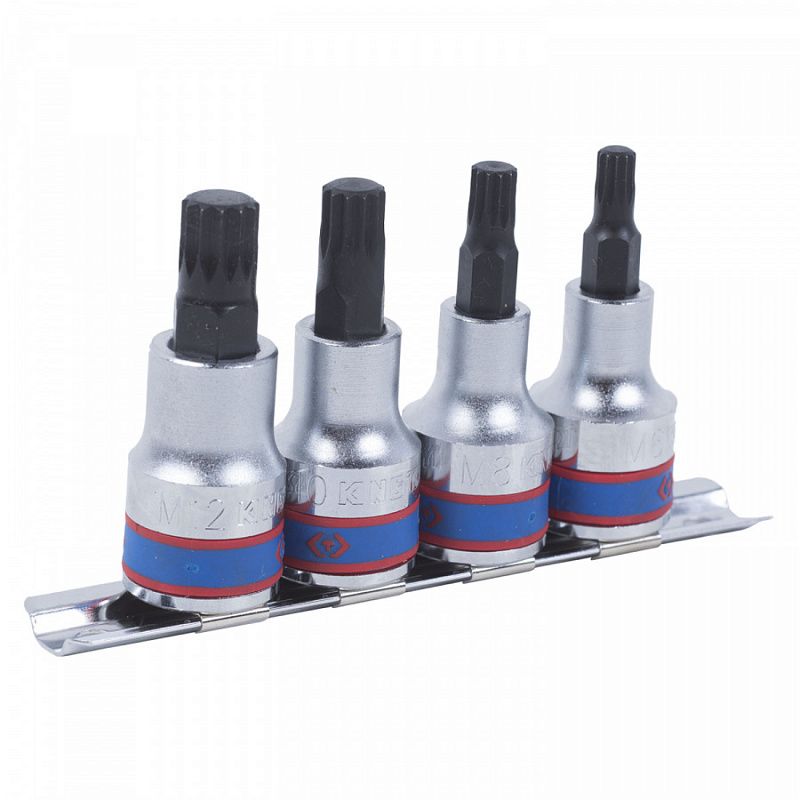 Набор торцевых насадок 1/2" SPLINE, М6-М12, L = 80 мм, 4 предмета KING TONY 4126PR
