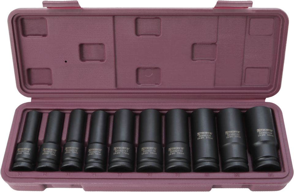 Набор головок торцевых ударных глубоких Thorvik S23S2110S (1/2"DR, 10-24 мм, 10 предметов Thorvik)