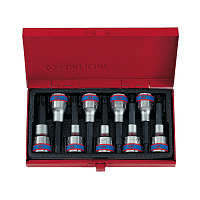 Набор торцевых насадок 1/2" TORX, Т20-Т60 мм, L = 80 мм, 9 предметов KING TONY 4119PR