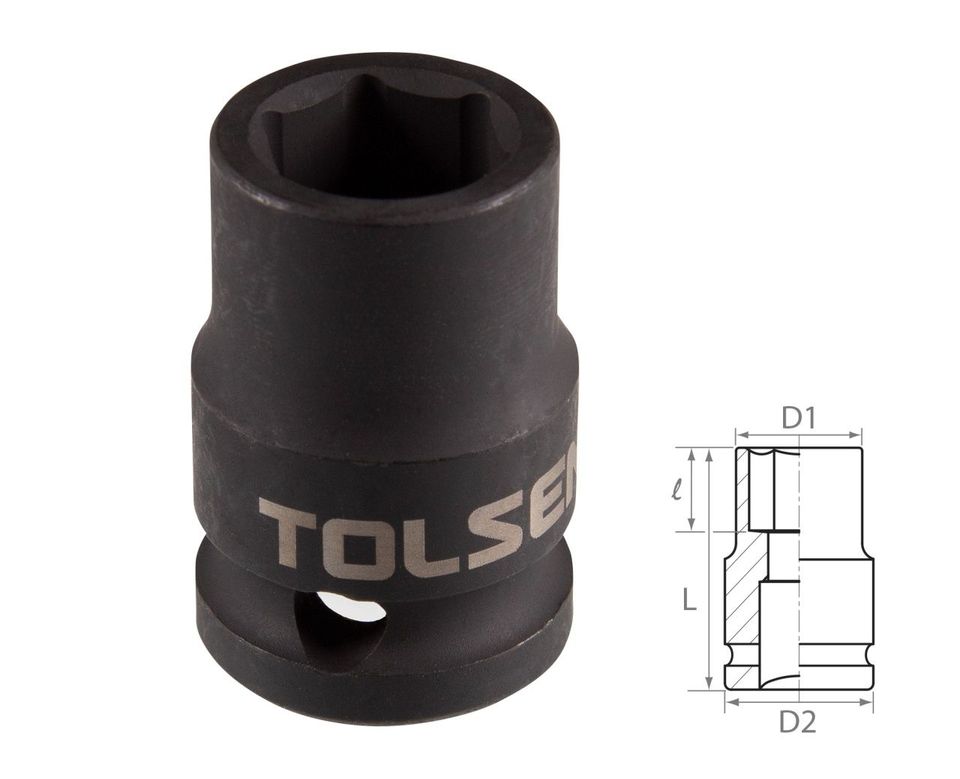 Головка торцевая ударная шестигранная 1/2" 12 мм TOLSEN TT18212