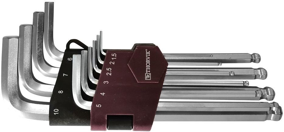 Набор ключей торцевых шестигранных с шаром Thorvik HKB10S (H1.5-H10)