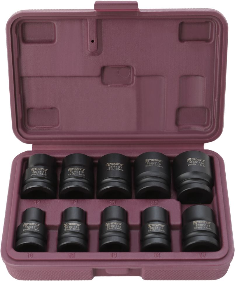 Набор головок торцевых ударных Thorvik S23S1110S (1/2"DR, 10-24 мм, 10 предметов)