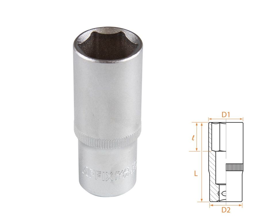 Головка торцевая глубокая шестигранная 3/8" 19 мм AFFIX AF00130019