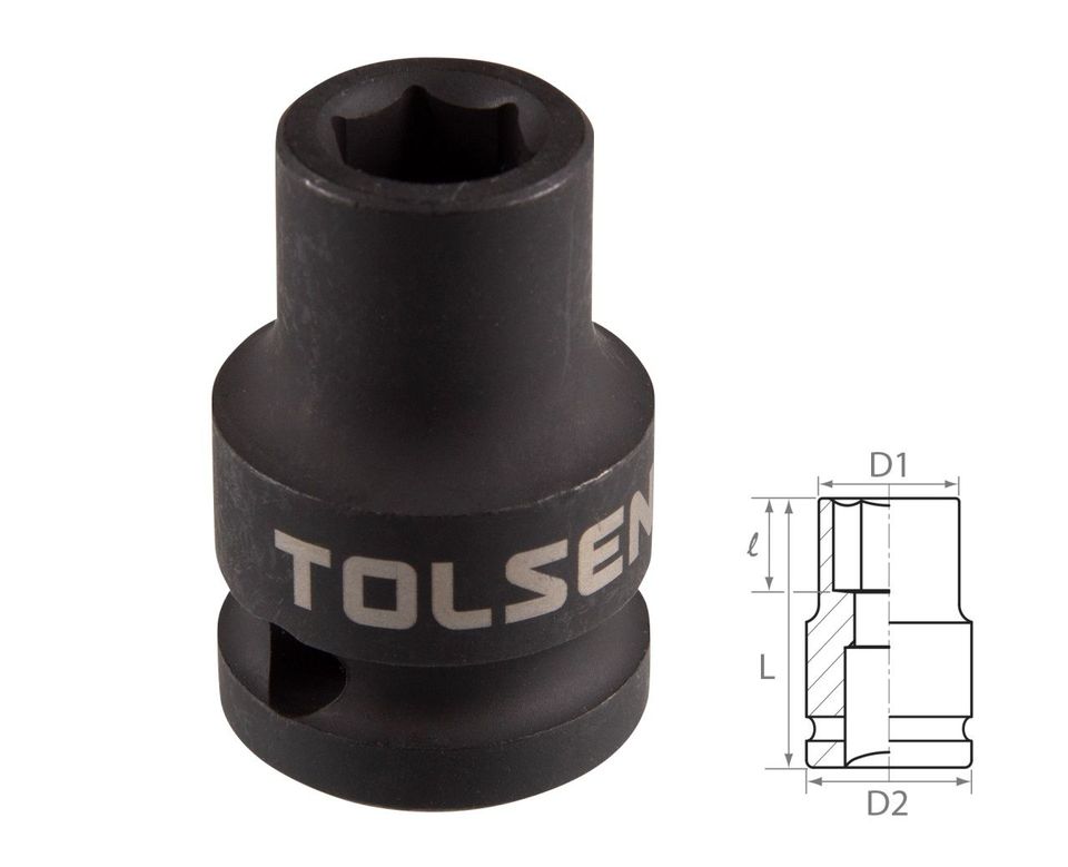 Головка торцевая ударная шестигранная 1/2" 9 мм TOLSEN TT18209