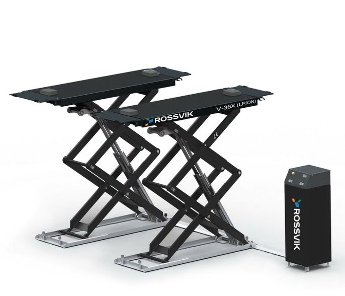 Автоподъемник ножничный напольный ROSSVIK PRO V-36X (LP/ON) (г/п 3.6 т, 380 В, RAL7040, цвет серый)
