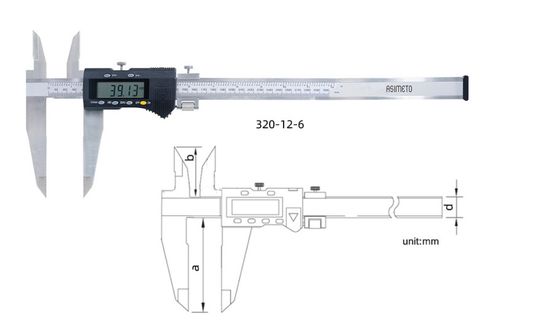 ASIMETO 320-12-6 Штангенциркуль нониусный тип; 0-300 мм, 0,01 мм, длина губок 90 мм