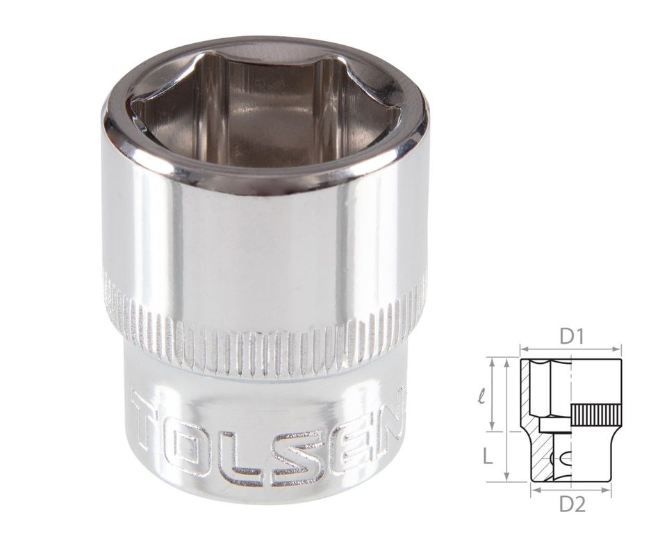 Головка торцевая стандартная шестигранная 3/8" 16 мм TOLSEN TT16316