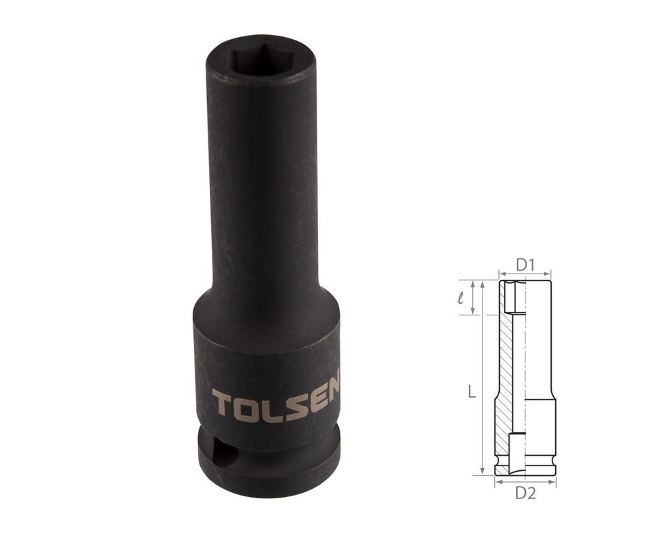 Головка торцевая ударная глубокая шестигранная 1/2" 8 мм TOLSEN TT18258