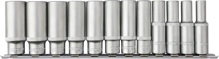 Набор головок торцевых глубоких Thorvik S12S2112SM (3/8"DR на держателе, 8-19 мм, 12 предметов)