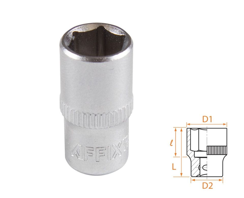 Головка торцевая стандартная шестигранная 1/4" 9 мм AFFIX AF00020009