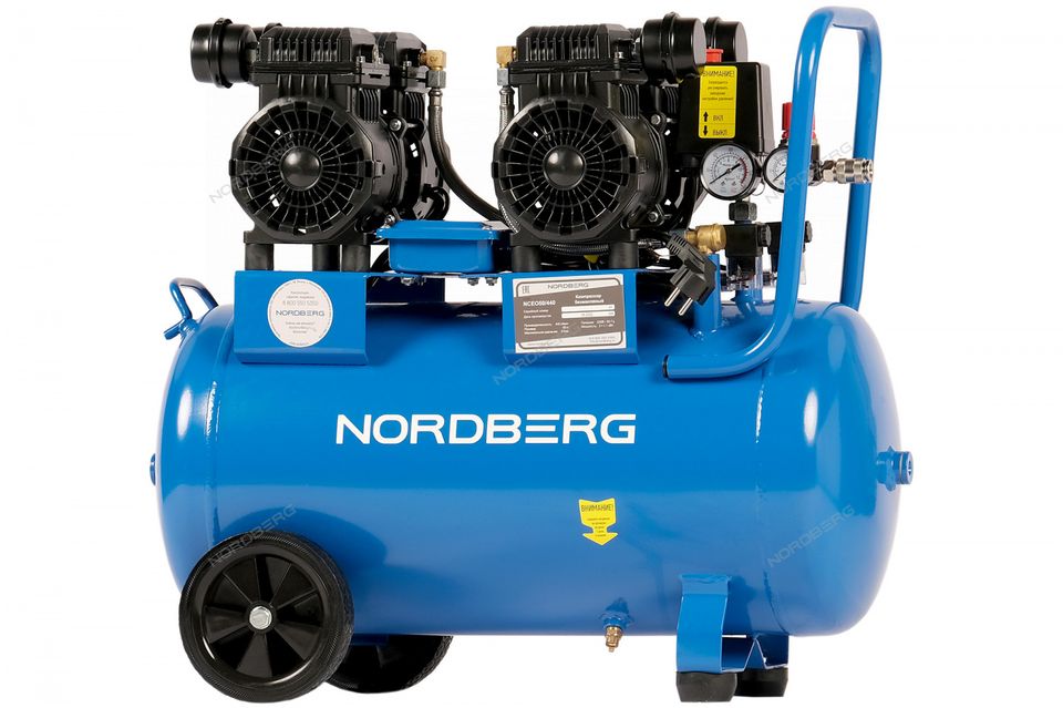 Компрессор безмасляный 220В ресивер 50 л 440 л/мин NORDBERG NCEO50/440