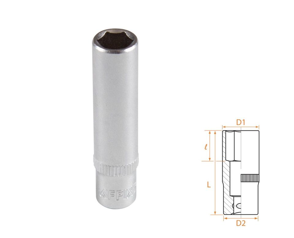 Головка торцевая глубокая шестигранная 1/4" 8 мм AFFIX AF00120008