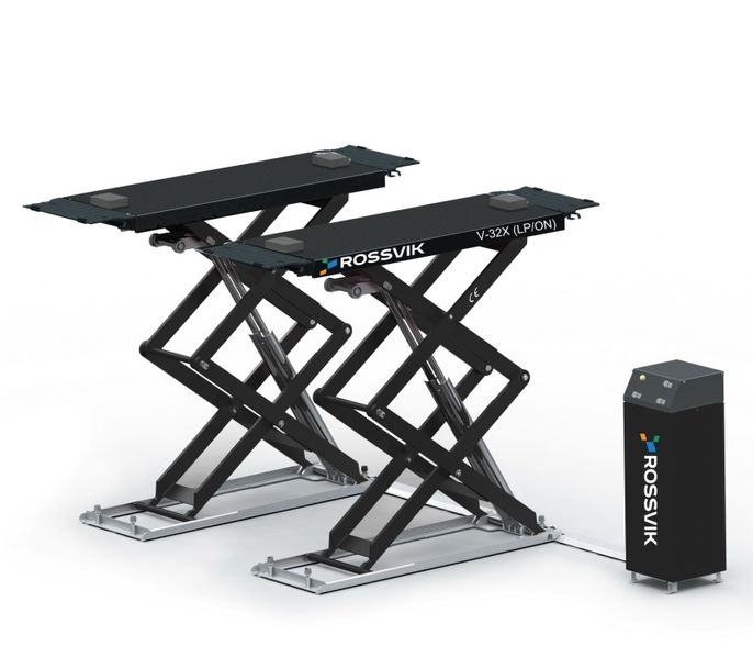 Автоподъемник ножничный напольный ROSSVIK PRO V-32X (LP/ON) (г/п 3.2 т, 380 В, RAL7040, цвет серый)